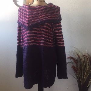 Cowl neck, knit tunic.